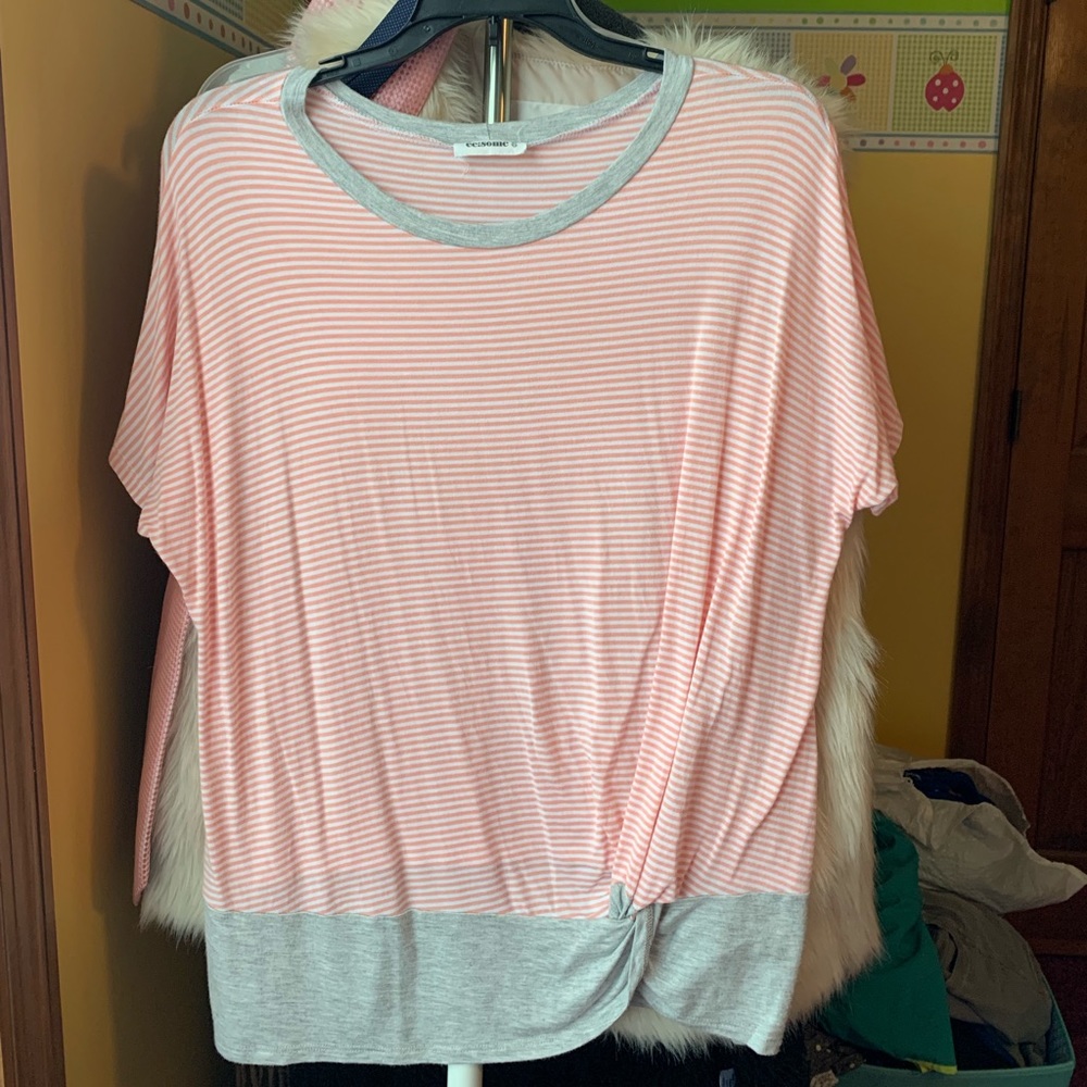 Pink and grey blouse